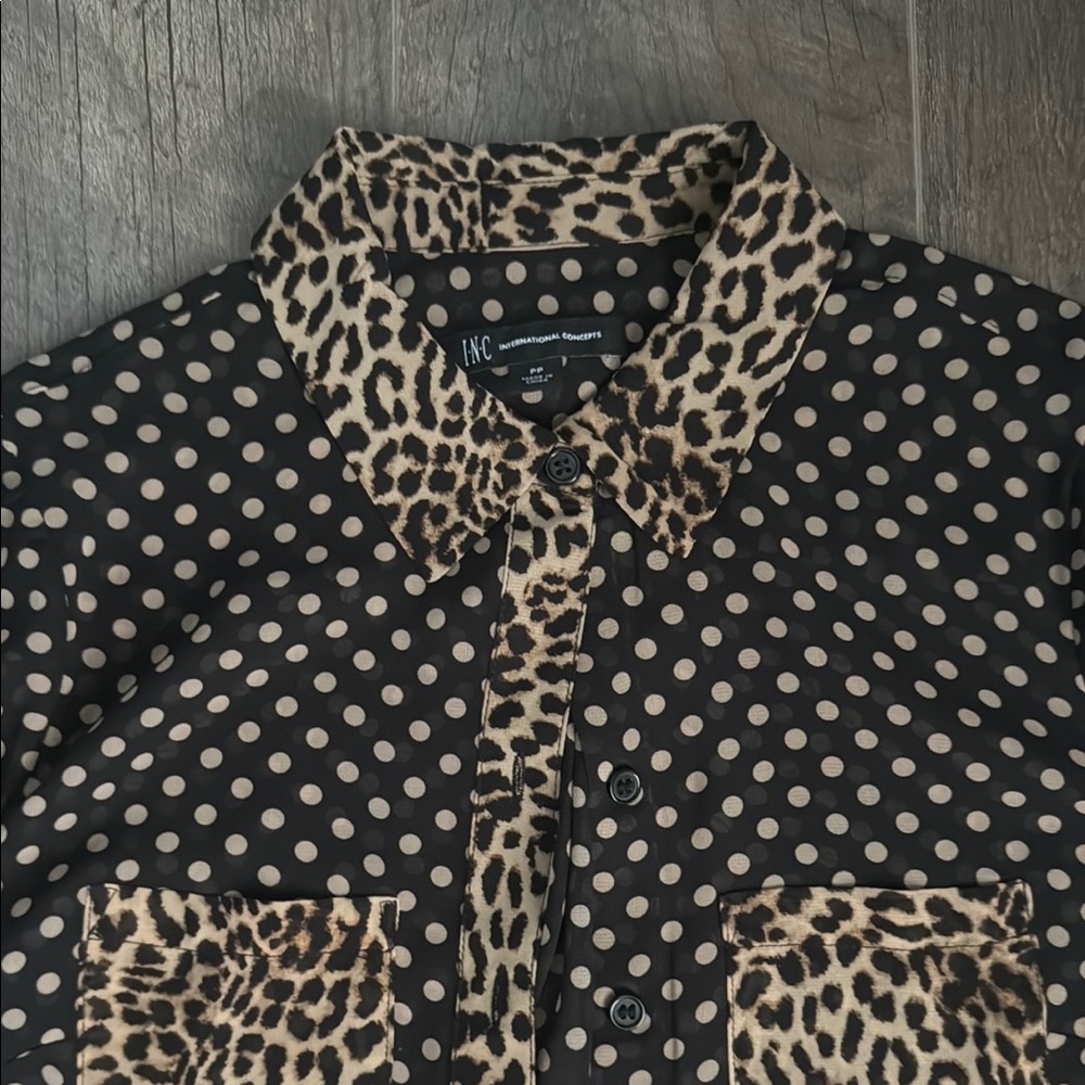INC International Concepts Black and Cream Blazer with Mixed Patterns